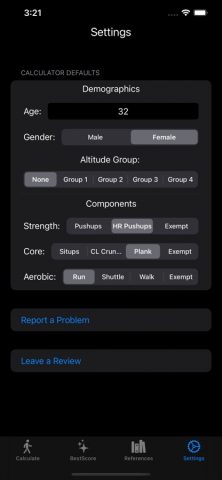 USAF PFA & USSF HPA Calculator для iOS — скриншот 4