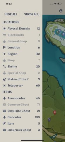 Unofficial Map: Genshin Impact для iOS — скриншот 2