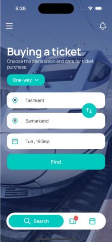 Uzrailways tickets для iOS — скриншот 1