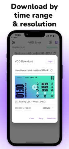 VOD Saver: Save for Twitch для iOS — скриншот 2