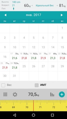 Вес Kалендарь — ИМТ Kалендарь для Android — скриншот 2
