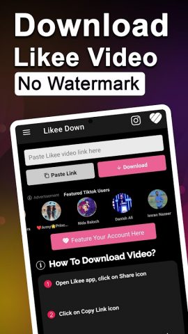Video Downloader for Likee Vid для Android — скриншот 2