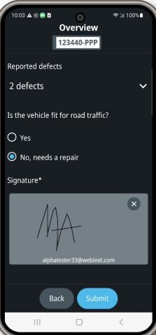 Webfleet Vehicle Check для Android — скриншот 4