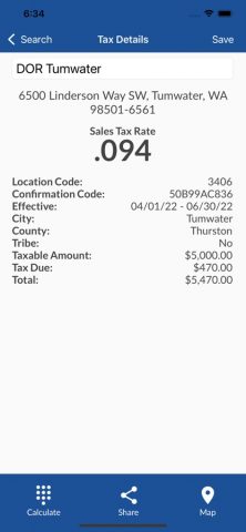 Wa Sales Tax для iOS — скриншот 4