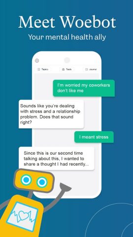 Woebot: The Mental Health Ally для Android — скриншот 1