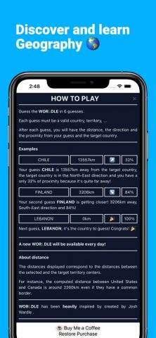 Worldle:Geography Daily Puzzle для iOS — скриншот 4