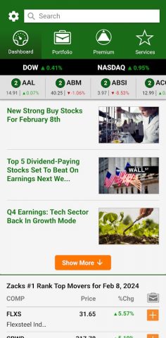 Zacks Stock Research для Android — скриншот 1