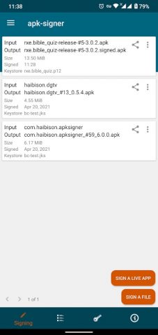 apk-signer для Android — скриншот 1