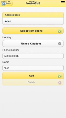 бесплатное смс для iOS — скриншот 1