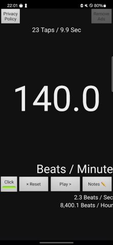 простой счетчик BPM для Android — скриншот 2