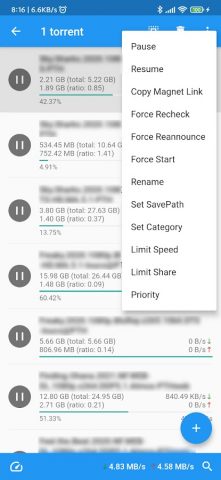qBittorrent Remote для Android — скриншот 2