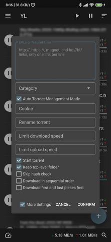 qBittorrent Remote для Android — скриншот 3
