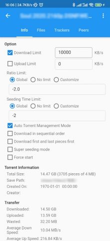 qBittorrent Remote для Android — скриншот 4