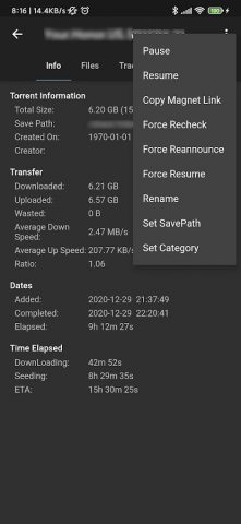 qBittorrent Remote для Android — скриншот 5