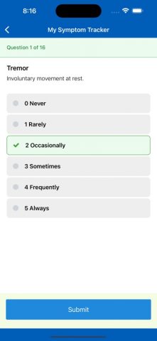 APDA Symptom Tracker для iOS — скриншот 3