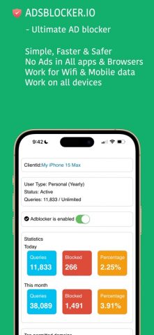 AdBlocker DNS-Ultimate Adblock для iOS — скриншот 1