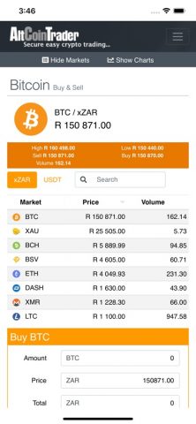 AltCoinTrader — Bitcoin Crypto для iOS — скриншот 2