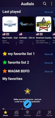 Audials Play Pro Radio+Podcast для Android — скриншот 1