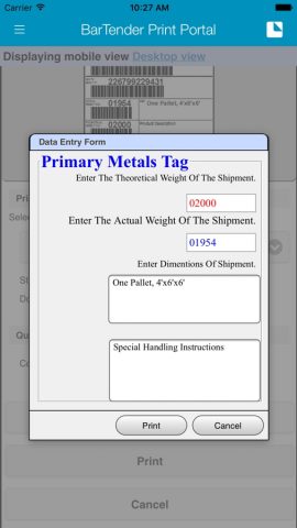 BarTender Print Portal App для iOS — скриншот 4