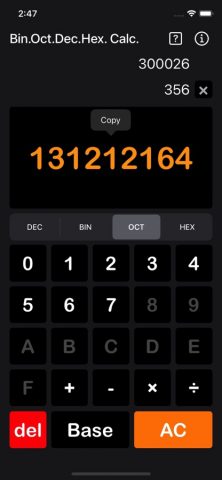 Bin Oct Dec Hex Calculator для iOS — скриншот 3