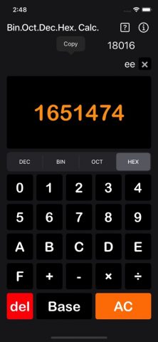 Bin Oct Dec Hex Calculator для iOS — скриншот 4