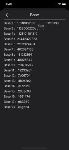 Bin Oct Dec Hex Calculator для iOS — скриншот 5