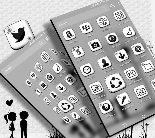 Black And White Launcher Theme для Android — скриншот 1