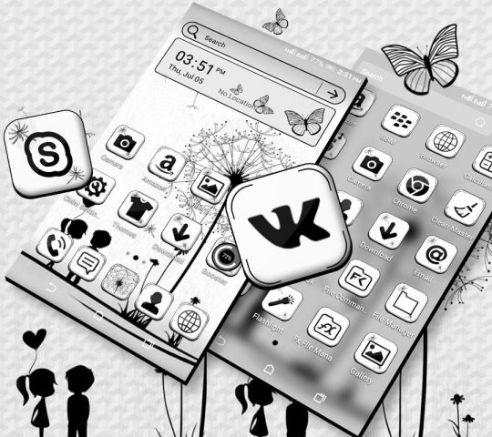 Black And White Launcher Theme для Android — скриншот 3