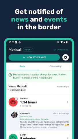 Bordify — Border Wait Times для Android — скриншот 4