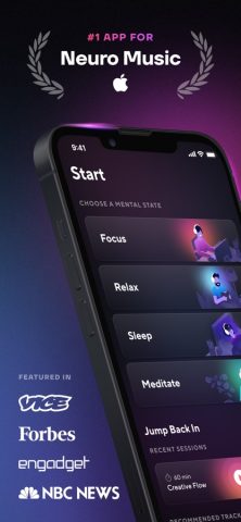 Brain.fm: Focus & Sleep Music для iOS — скриншот 1