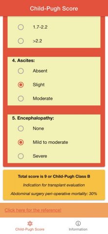 Child Pugh Score Calculator для iOS — скриншот 2