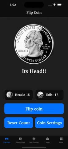 Coin Flip — Coin Tossing App для iOS — скриншот 1