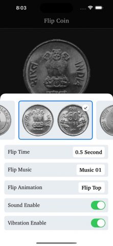 Coin Flip — Coin Tossing App для iOS — скриншот 2