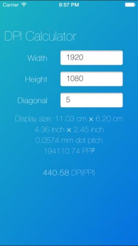 DPI Calculator для iOS — скриншот 1
