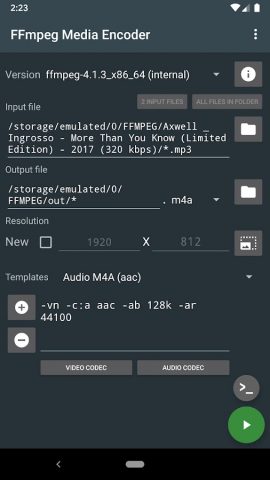 FFmpeg Медиа-кодер для Android — скриншот 1