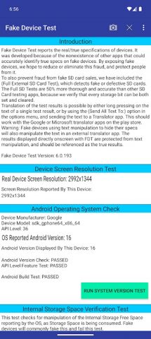 Fake Device Test для Android — скриншот 1