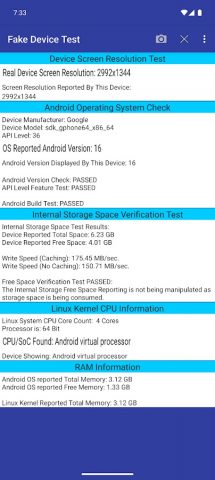 Fake Device Test для Android — скриншот 4