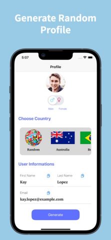 Fake Name Generator для iOS — скриншот 1