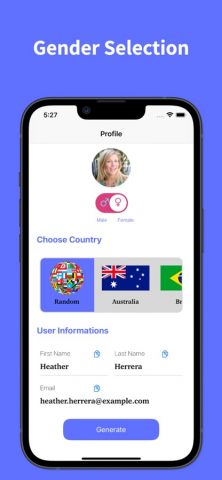 Fake Name Generator для iOS — скриншот 2