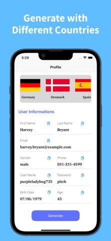 Fake Name Generator для iOS — скриншот 3