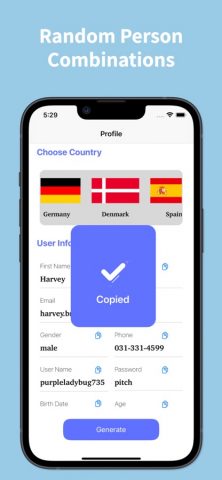 Fake Name Generator для iOS — скриншот 4