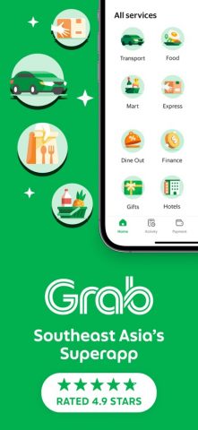 Grab: Taxi Ride, Food Delivery для iOS — скриншот 1