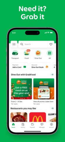 Grab: Taxi Ride, Food Delivery для iOS — скриншот 2