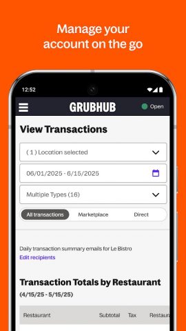 Grubhub for Restaurants для Android — скриншот 5