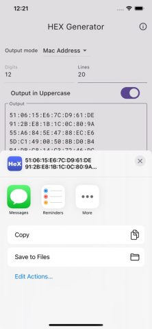 HEX Generator для iOS — скриншот 5