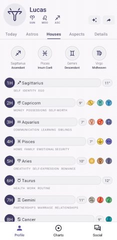 Horos — Карта рождения для Android — скриншот 3