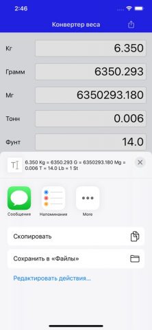 Конвертер веса для iOS — скриншот 2