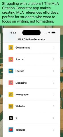 MLA Citation Generator для iOS — скриншот 1