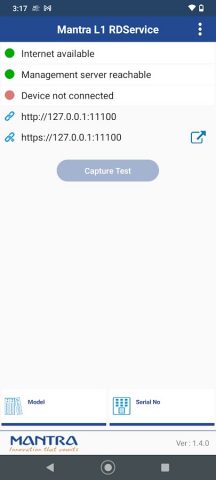 Mantra L1 RDService для Android — скриншот 1
