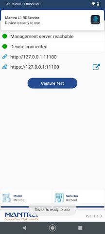 Mantra L1 RDService для Android — скриншот 5